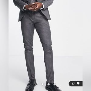 NWT skinny suit pants / gray pinstripe with stretch / men’s charcoal dress pants